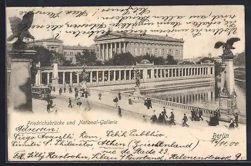AK Berlin, Friedrichsbrücke und National-Gallerie