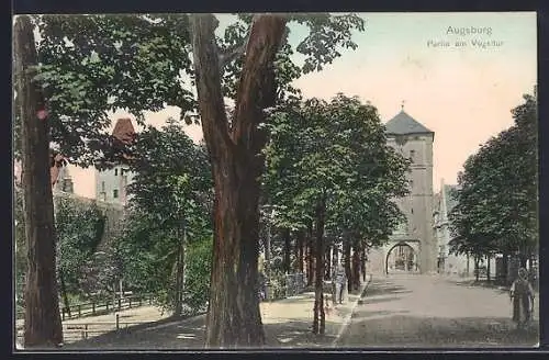 AK Augsburg, Strassenpartie am Vogeltor