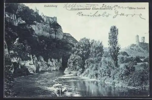AK Bad Kösen, Ruine Saaleck, Motorbootverkehr Kösen - Rudelsberg