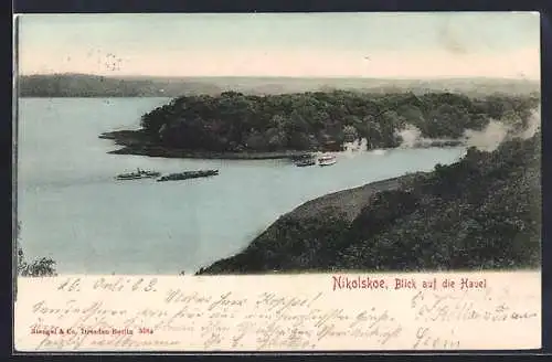 AK Berlin-Wannsee, Nikolskoe, Blick auf die Havel