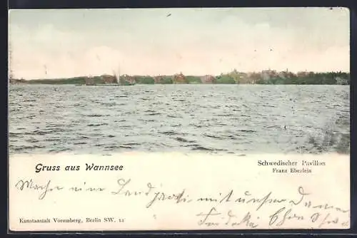 AK Berlin-Wannsee, Seepartie mit Uferpanorama