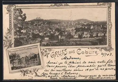 AK Coburg, Blanckmeister`s Knaben-Erziehungs-Institut, Totalansicht