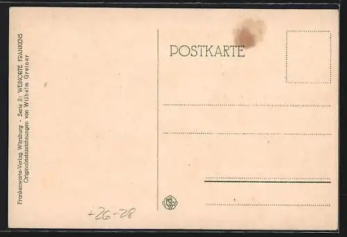 Steindruck-AK Wilhelm Greiner: Rödelsee, Panorama mit Pferdegespann