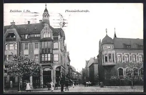 AK Zwickau i. Sa., Blick in die Plauensche Strasse
