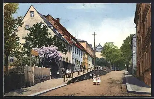 AK Oederan, Kinder auf der äusseren Frankenberger Strasse