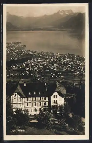 AK Mont Pélerin, Ortsansicht mit Gebäude und Gewässer aus der Vogelschau