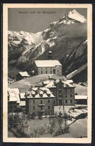 AK Wassen, Ortspartie im Schnee, Windgelle