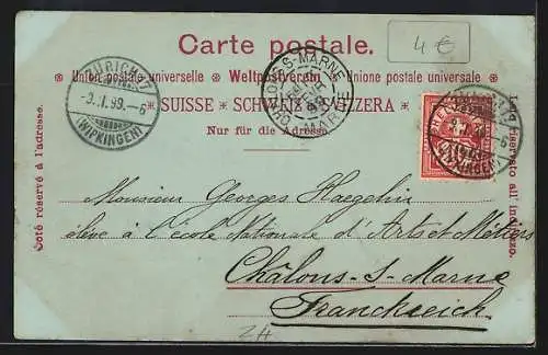 Mondschein-AK Zürich, Bahnhofbrücke u. Polytechnikum aus der Vogelschau
