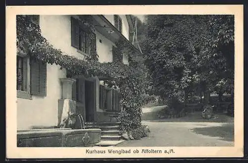 AK Wengibad /Affoltern a. A., Kurhaus Wengibad, Teilansicht mit Brunnen