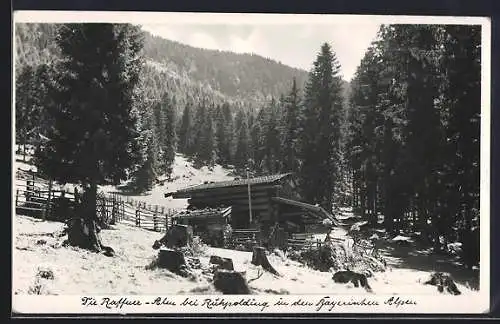 AK Ruhpolding /Bayerische Alpen, Raffner Alm im Schnee