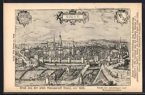 Künstler-AK Soest, Historisches Stadtbild vor 1600