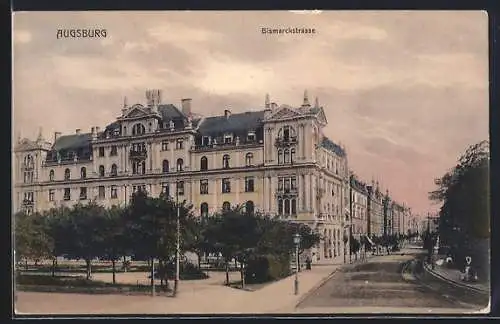 AK Augsburg, Blick in die Bismarckstrasse