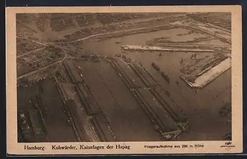 AK Hamburg-Kuhwärder, Kaianlagen der HAPAG aus der Vogelschau