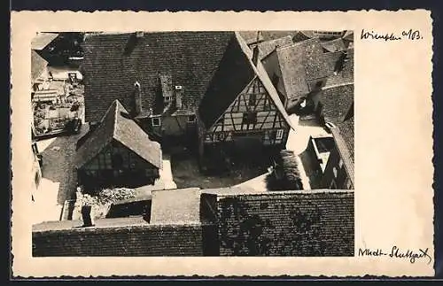 AK Wimpfen a. N., Blick auf Fachwerkhäuser aus der Vogelschau