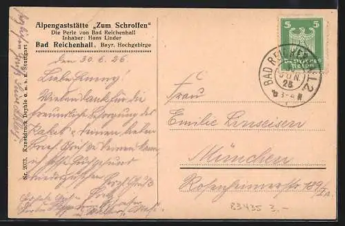 AK Bad Reichenhall, Alpengaststätte zum Schroffen, Inh. Hans Linder, Innenansicht