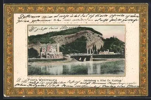 Präge-AK Porta Westfalica, Jacobsberg und Hotel Gr. Kurfürst