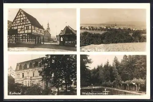 AK Pinzberg, Kurhotel zur Terrasse, Waldschwimmbad, Dorfbrunnen