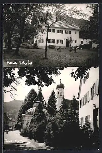 AK Bad Heilbrunn, Hotel-Pension Schrötl, Strassenansicht