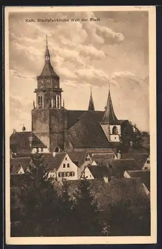 AK Weil der Stadt, Blick auf die Kath. Pfarrkirche