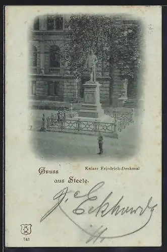 Mondschein-AK Steele, Kaiser-Friedrich-Denkmal