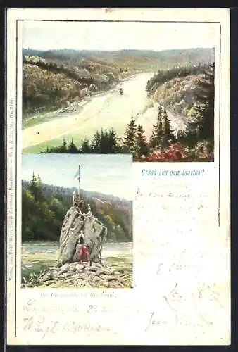 AK Baierbrunn, Blick in das Isarthal, Der Georgenstein bei Baierbrunn