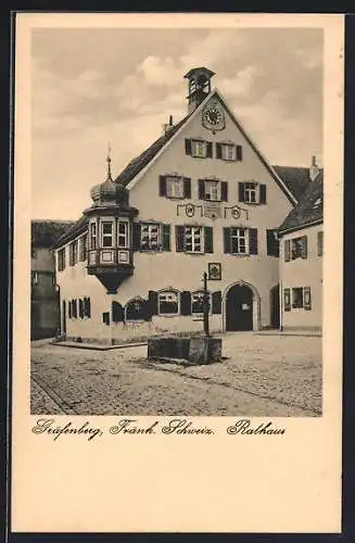 AK Gräfenberg /Fränk. Schweiz, Blick auf das Rathaus mit Brunnen