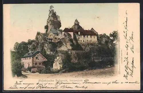 AK Tüchersfeld, Ortspartie mit Häusern auf Felsen