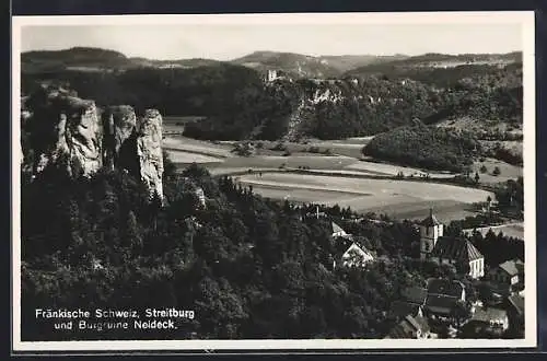 AK Streitberg /Fränk. Schweiz, Teilansicht mit Burgruine Neideck