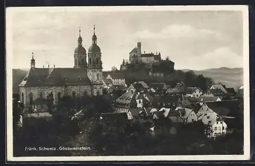 AK Gössweinstein /Fränk. Schweiz, Blick auf die Kirche und die Burg