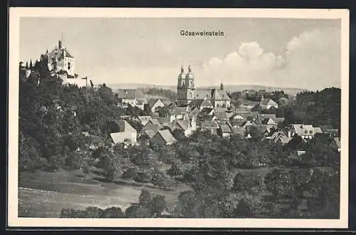 AK Gössweinstein /Fränk. Schweiz, Ortsansicht mit Umgebung, Blick auf die Kirche und die Burg