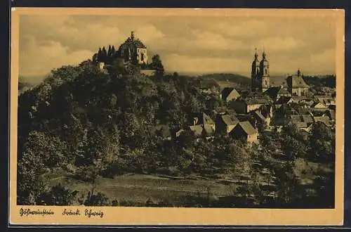 AK Gössweinstein /Fränk. Schweiz, Blick zur Burg und zur Kirche