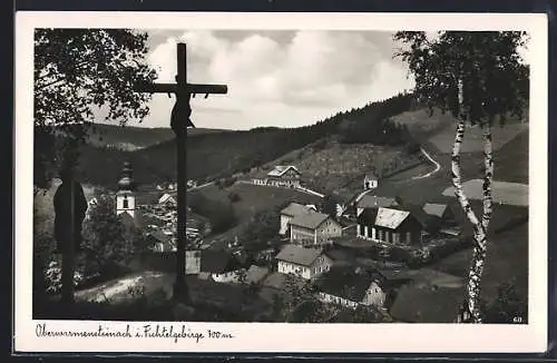 AK Oberwarmensteinach, Ortsansicht vom Flurkreuz aus