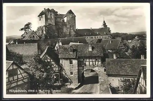 AK Hiltpoltstein /Fränk. Schweiz, Burg mit oberem Tor, Gasthof zum Goldnen Ross