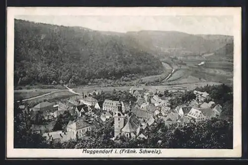 AK Muggendorf /Fränk. Schweiz, Ortsansicht mit Kirche und Umgebung
