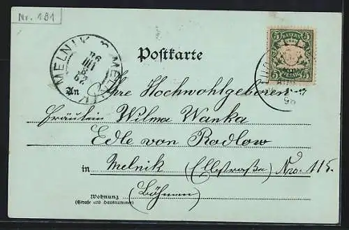 Mondschein-AK Arber, Flusspartie mit Landschaft