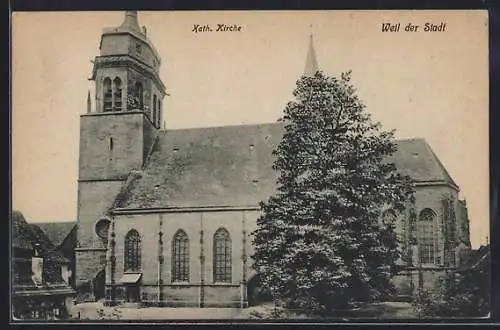 AK Weil der Stadt, Blick auf die Katholische Kirche