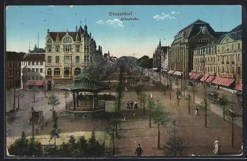 AK Düsseldorf, Alleestrasse mit Passanten und Strassenbahn