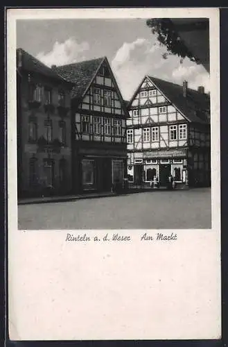 AK Rinteln a. d. Weser, Am Markt, Arthur Garbmeisters Papierhandlung