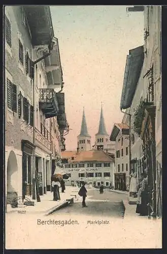 AK Berchtesgaden, Partie am Marktplatz mit Gasthof zum Neuhaus