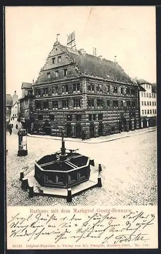 AK Ansbach, Rathaus mit dem Markgraf Georg-Brunnen