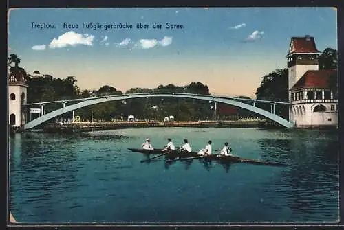 AK Berlin, Neue Fussgängerbrücke über die Spree in Treptow