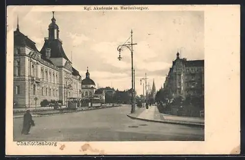 AK Berlin, Kgl. Akademie m. Hardenbergstrasse in Charlottenburg
