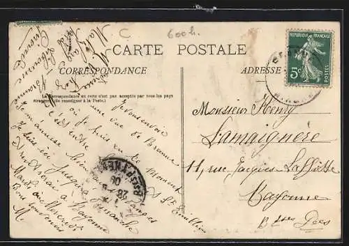 AK Branne, Allées Damour avec arbres et maisons adjacentes