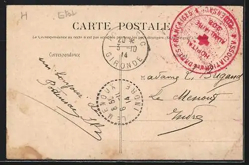 AK Podensac, Rue du Château et Place de la Halle, Maison Rousseau