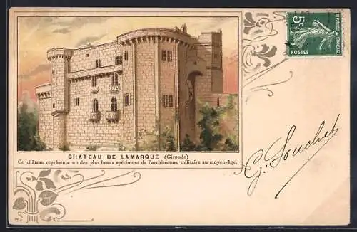 AK Lamarque, Château de Lamarque, exemple d`architecture militaire médiévale