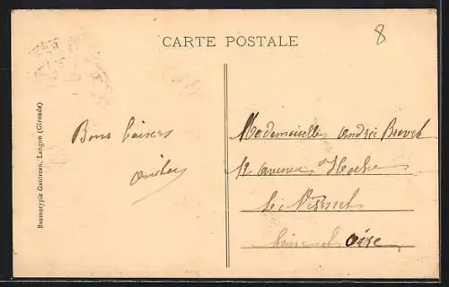AK La Réole, Entrée du grand Pont suspendu sur la Garonne