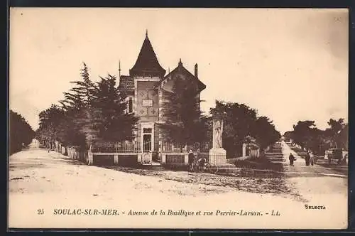AK Soulac-sur-Mer, Avenue de la Basilique et rue Perrier-Larsan