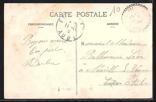 AK Roaillan, Route de Préchac avec maisons et arbres en hiver