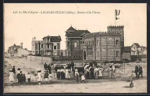 AK Lacanau-Océan, Boulevard de l`Océan et architecture balnéaire animée