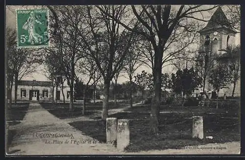AK Lugon, La Place de l`Église et la Mairie